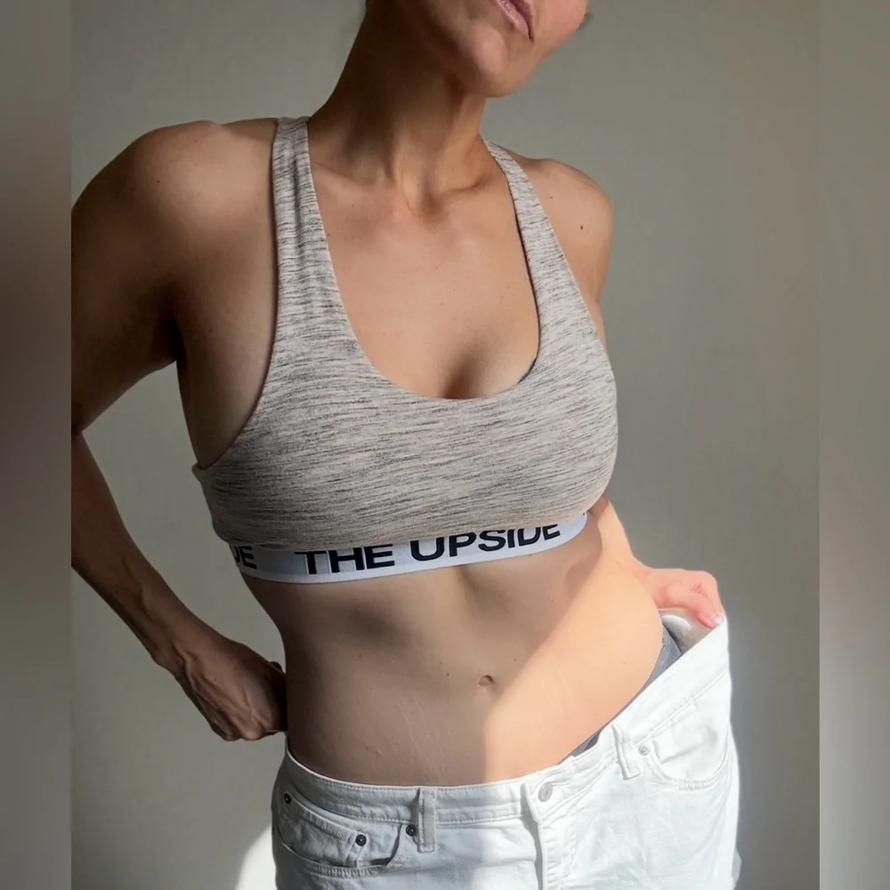 The Upside Heathered Gray Sports Bra Medium Heather Gray Oatmeal